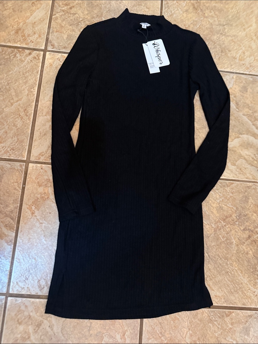 BB Dakota by Steve Madden Black Ribbed Long Sleeve Mock Neck Dress